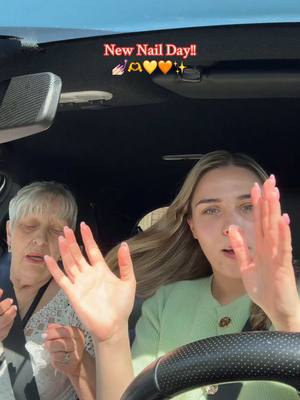 A post by @callietake2 on TikTok caption: New nail day with nan💅🏻🧡💛🫶💓✨ #newnailday #nan #busking #music #nails #butteryellow #butteryellownails #chromenails #summernails #summernailideas #nailinspo 