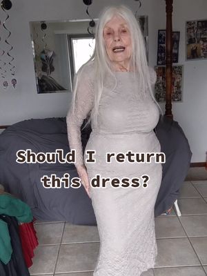 A post by @sassygrandmapat on TikTok caption: What's your opinion on this dress? Keep or Return? 