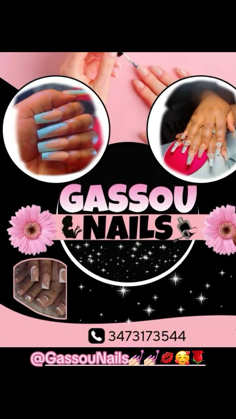 A post by @tatiemendel66 on TikTok caption: Vin Fe zong Nou Nan @GassouNails💅🏻💅🏻💋🥰🌹 #brooklyn ☎️ 347-317-3544 #nails 