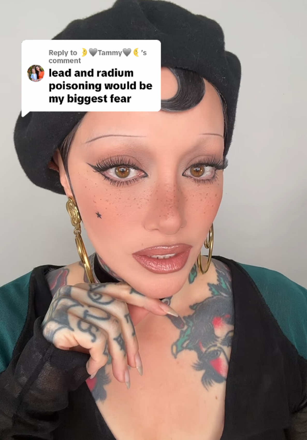 A post by @erinparsonsmakeup on TikTok caption: Replying to @🌛🩶Tammy🩶🌜 Thoradia - if radium poisoning is your biggest fear you would not want to use this cosmetics 😳 #radium #vintagemakeup #thoradia 
