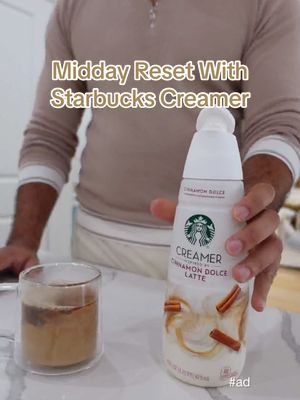 A post by @glamdapper on TikTok caption: #ad The kids finally went down for their nap, and we got a few quiet minutes to just sit. No noise, no rushing—just us, the couch, and coffee. Lately, we’ve been into the @Starbucks Cinnamon Dolce Latte Inspired creamer. It’s sweet and rich, but not overdone . Just a solid cup that makes this short break feel like something. It’s not much time, but it’s ours. #StarbucksAtHome 