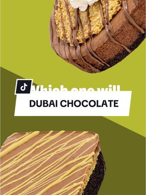 A post by @crumbl on TikTok caption: The choice is yours! 🍫💚 Will it be the Dubai Chocolate Brownie, or the Dubai Chocolate Cheesecake? 👀 Only one can stay…which will you choose? Head over to our Instagram to vote for the dessert you want to see on the menu soon! 📲 #Crumbl