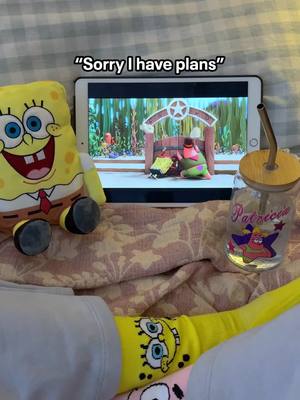 A post by @spongebob on TikTok caption: being an adult is canceling plans to stay home and watch SpongeBob