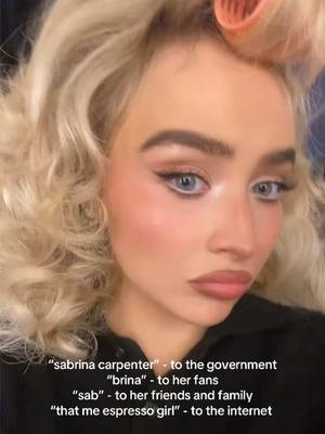 A post by @teamsabrina on TikTok caption: a busy woman with many names  #sabrinacarpenter #espresso 