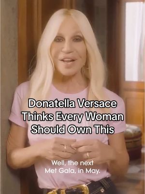 A post by @voguemagazine on TikTok caption: Replying to @itsjagtap Happy 70th birthday to the one, the only, the legend— Donatella #Versace. Which past Versace #MetGala look do you still remember? #73Questions 
