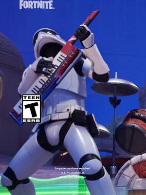A post by @fortnite on TikTok caption: Embrace the galactic vibe with the new Star Wars Jam Tracks Bundle, available tonight!
