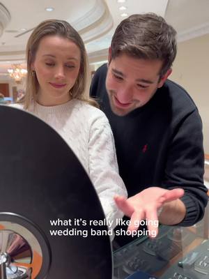 A post by @thefinancebrides on TikTok caption: Safe to say Steven did NOT know what wedding band I should pick😂😭💍 #weddingtiktok #weddingbands #weddingrings #weddingbandset #weddingbandshopping #engagementring #engagementringshopping #2025brides #2026brides #2027brides #groomsoftiktok #weddinghumor #coupleshumor #couplesmemes #weddingmeme #njbrides #njwedding 