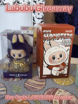 A post by @bougieboozybears on TikTok caption: Labubu Giveaway!!! If you get a golden bear in your online order you get your choice of a REAL labubu. Get it now!!! Use promo code LABUBUBBB when ordering online to enter in the giveaway. #bougieboozybears #carrolltontx #labubu #giveaway #labubugiveaway 