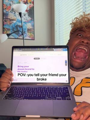 A post by @suburban_prince on TikTok caption: POV: you tell your friend your broke #printful 