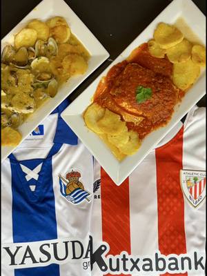A post by @realsociedad on TikTok caption: 👨🏼‍🍳🔥 Euskal sukaldearen derbia! 🐟 Legatza bilbotar ala donostiar erara?  #RealSociedadAthletic 
