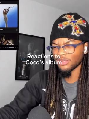 A post by @cocojonessource on TikTok caption: Let’s really get into it! Coco’s album 10/10, go purchase! #cocojones #music #rnb #reaction #albumreaction #funny #lol #fyp 