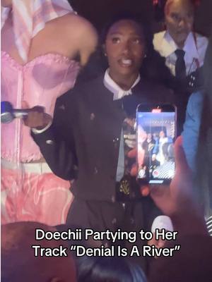 A post by @voguemagazine on TikTok caption: Vogue’s First Friday in May Host #Doechii knew exactly how to get the crowd going at last night’s pre #MetGala event. 