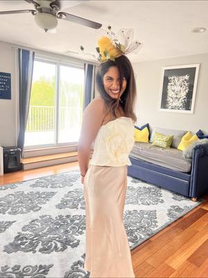 A post by @sheenamelwani on TikTok caption: Can you help me choose? 🐎👗 #derby #ootd 