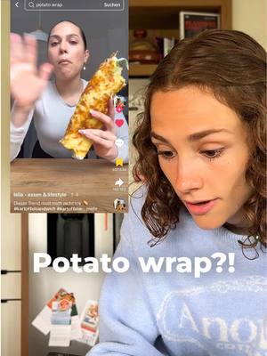 A post by @fitgreenmind on TikTok caption: POTATO WRAP?! 🤨🥔 Is it worth the hype??? Absolutely yes! I was inspired by @leilakocht and let me tell you DE-LI-CIOUS!🤩😋 RECIPE (1 serving, 40min prep time): -3 medium potatoes Peel and THINLY slice. Brush a baking tray with olive oil and layer the potato slices. -1 Tbsp corn starch -1 Tbsp olive oil -2 Tbsp water -salt to taste -1/2 Tsp paprika Mix well and brush the potatoes with it. Bake at 200C for 25-30mins. Add fillings of your choice and enjoy! ☺️  - KARTOFFEL-WRAP?! 🤨🥔 Ist der Hype gerechtfertigt??? Ganz klar: JA! Ich wurde von @leilakocht inspiriert und Leute… ES. IST. SO. LECKER! 🤩😋 REZEPT (für 1 Portion, 40 Min. Zubereitungszeit): * 3 mittelgroße Kartoffeln Schälen und sehr dünn schneiden. Ein Backblech mit Olivenöl bestreichen und die Kartoffelscheiben darauf schichten. Für die Mischung: * 1 EL Speisestärke * 1 EL Olivenöl * 2 EL Wasser * Salz nach Geschmack * 1/2 TL Paprikapulver Alles gut verrühren und die Kartoffelscheiben damit bestreichen. Bei 200°C für 25–30 Minuten backen. Dann mit Füllung nach Wahl genießen! ☺️ #quickrecipes #veganrecipes #veganfood #easyveganrecipes #potatowrap#vegancooking #veganlunch 