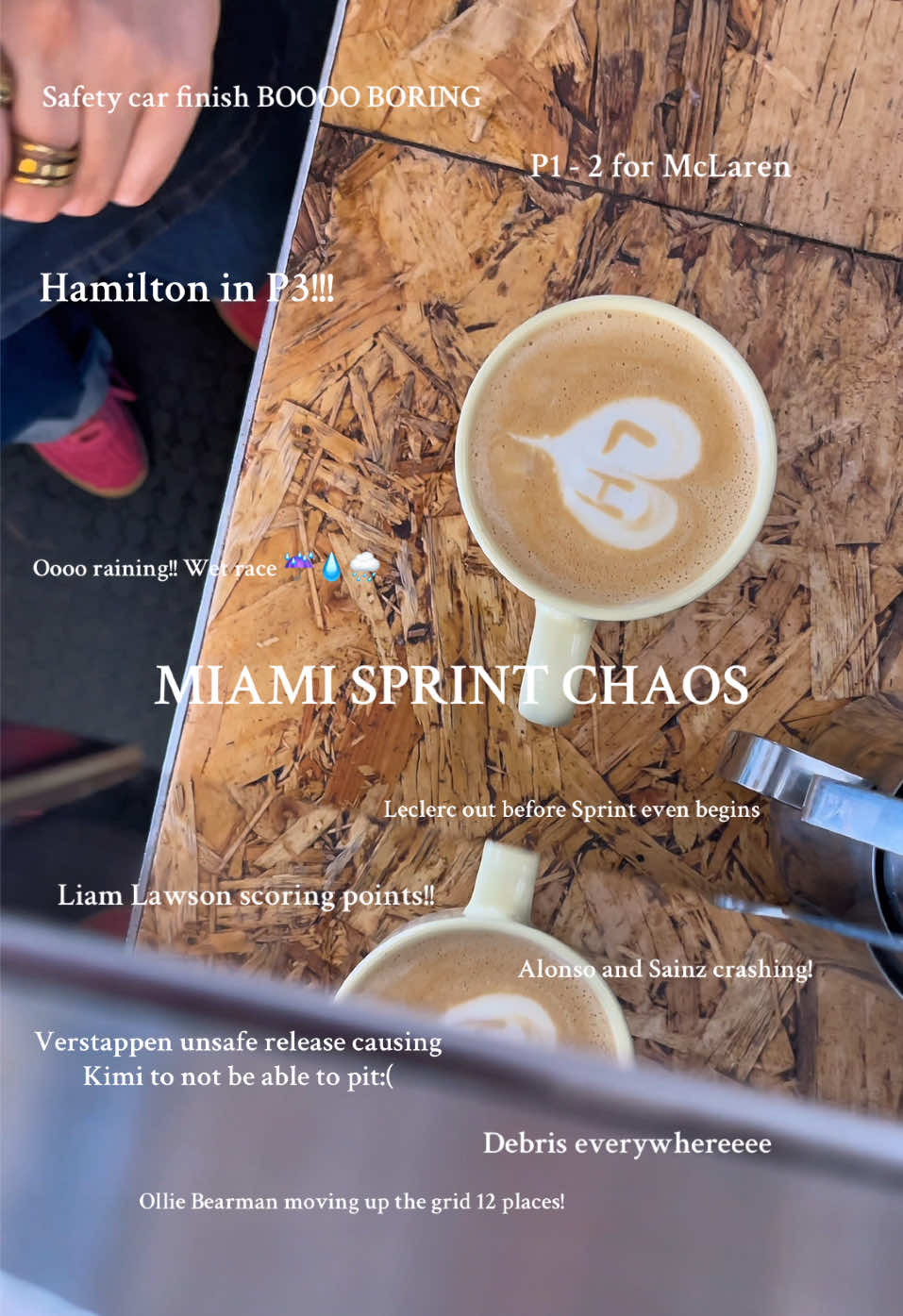 A post by @ on TikTok caption: A good day for Hamilton fans🙂‍↕️💋♥️✨#F1 #f1girlie #formulaone #formula1 #f1fan #ferrari #lewishamilton #charlesleclerc #mclaren #landonorris #oscarpiastri #miami #miamigrandprix #redbullf1 #ferrarif1 #maxverstappen 