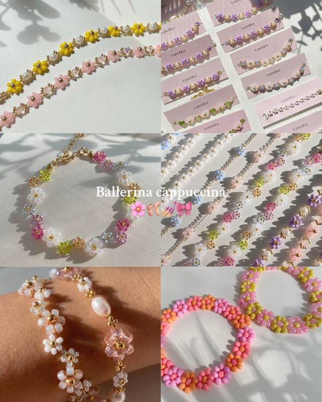 A post by @bijouxlasotita on TikTok caption: TEAM Ballerina cappuccina🌸🩰 or Espressona Signora ☕️✨? #handmadejewelry #canadiansmallbusiness  #fyp 