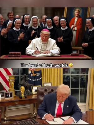 A post by @teamtrump on TikTok caption: LOL🤣 #maga #popetrump #donaldtrump #viral #hannahmontana 