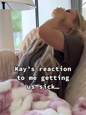 A post by @kayandtayofficial on TikTok caption: Ellie was so smart at the end! 😂❤️ backstory ::: I came down with something and accidentally gave it to Kay and Ellie. I wasn’t feeling right yesterday, and wasn’t sure if I was sick or not… and I ended up having a cold or something similar, because the next day, kay and Ellie both had a runny nose! Kay and I have an inside joke that I am really bad at describing when something is wrong! 😂 So kay couldn’t figure out if I was having allergies or what! so I apologized to Kay, but she said that she actually didn’t feel that bad and seemed to be really normal, and Ellie also seemed to be normal except for a runny nose! Personally, I felt pretty bad, but maybe they just handled it better! ❤️ Kay said that we should have a movie day, and I think Ellie liked that idea because she immediately started signing at me to tell me that she wanted the curtains closed and the TV on! 😂❤️ #kayandtayofficial #couples #relationships #pregnant #postpartum 