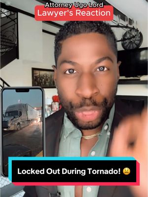 A post by @ugolord on TikTok caption: Replying to @estahl29 Store Refuses Shelter from Tornado—Can This Trucker Legally Break In? Attorney #UgoLord reacts! #lawyer #lawyersoftiktok #truckerlife #Stitch with  @Brandon 