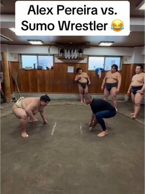 A post by @espnmma on TikTok caption: #AlexPereira thought twice about that 😂 #ufc #mma #sumowrestling #japan #lol (via alexpoatanpereira/IG)