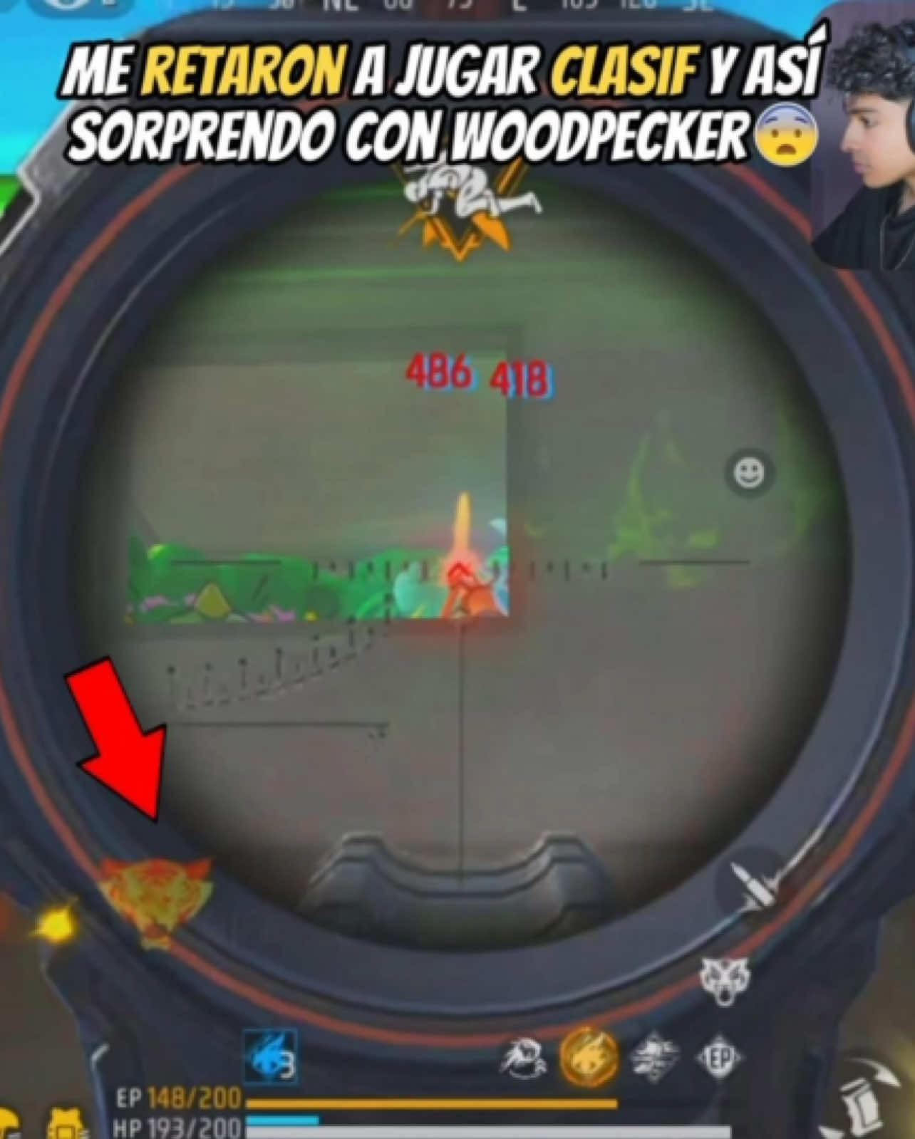 A post by @brayancrazzy on TikTok caption: Seguidores me Retan a jugar Clasif y así los Sorprendo a todos😨y Resuelvo con Woodpecker☠️ #brayancrazzy #insano #streamer #freefire #hacker 