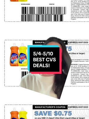 A post by @crazydealsandsteals on TikTok caption: The BEST @CVS Pharmacy deals 5/4-5/10/25! #savings #couponer #howtocoupon #couponing #howtosavemoney #extremecouponing #cvsdeals #cvshaul #savemoneytips #couponcommunity #savemoney 