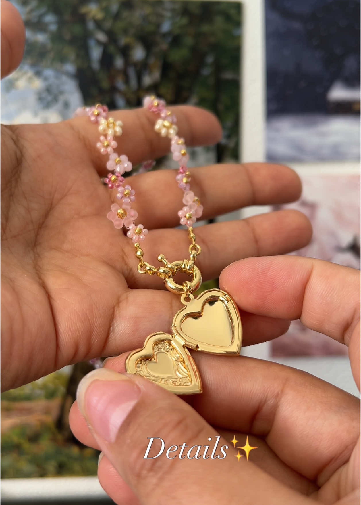 A post by @rainflower.jewelry on TikTok caption: This necklace looks even better in real life💞 The best part? You can switch the heart locket for a flower charm—or wear both! It’s now available in my shop with free shipping💫 Link in bio🌱 #beadednecklace #locketnecklace #handmadevibes #cutenecklace #floralstyle #pasteljewelry #jewelrytok #aestheticaccessories #springfashion #smallbusinessfinds #supportcreators #giftidea #pinkvibes #handmadewithlove #trendynecklace 