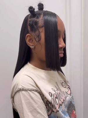 A post by @ulithaircompany on TikTok caption: Bantu knots quick weave is so cuteee😮‍💨😍👏🏾🤍 Amazing work by @destinyamiyrahh 🔥🔥 #bantuknots #bangs #quickweave #straighthair #straighthairstyle #straightbundles #halfuphalfdown #leaveout #leaveoutquickweave #hairbundles #hairweaves #hairextensions #blackgirlhairstyles #blackgirlhair #blackgirlmagic #fypシ #fypageシ #fyppppppppppppppppppppppp #viralvideo #ulithair #ulithairwig #ulitwig