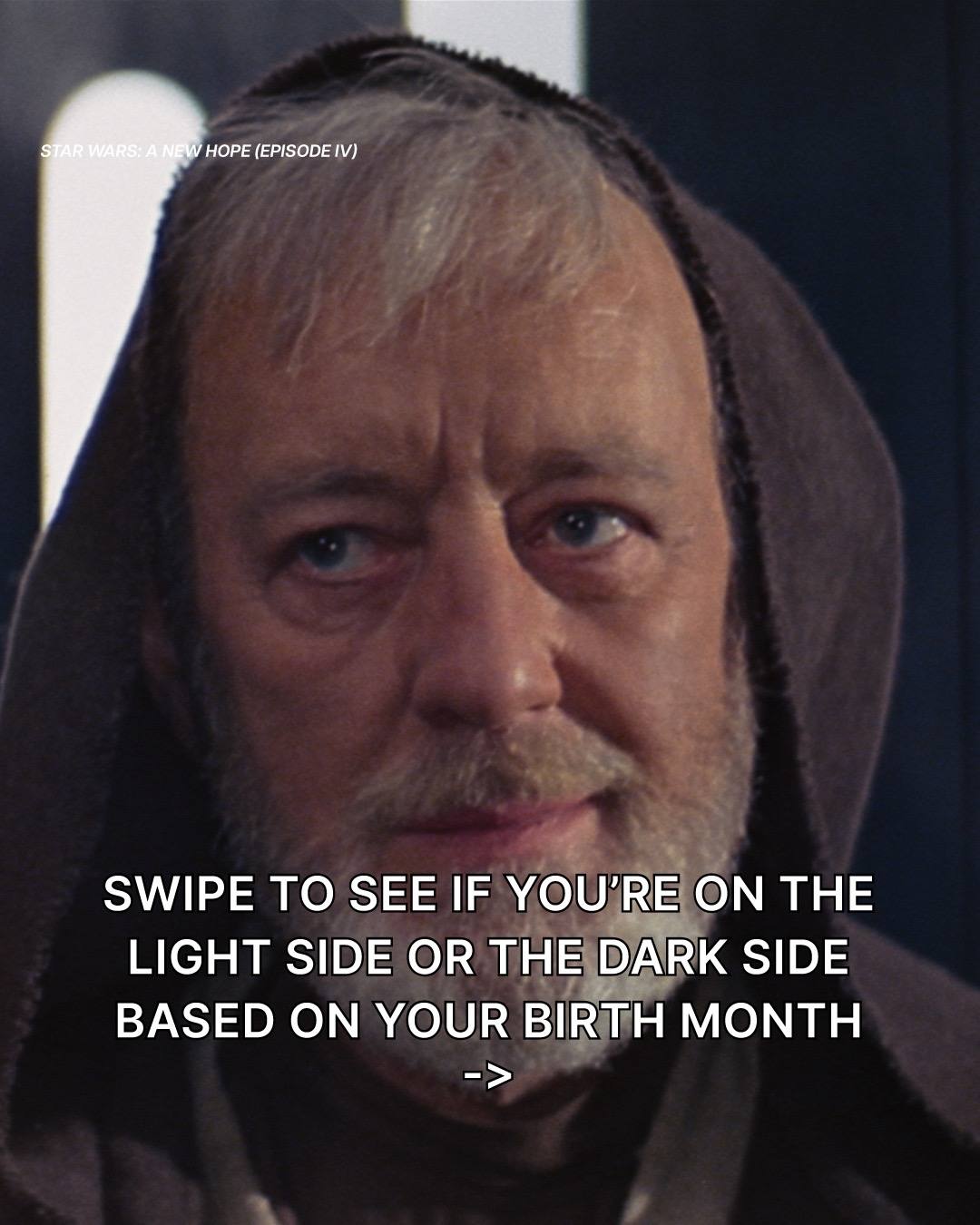 A post by @disney on TikTok caption: You were the Chosen One! Swipe through to see if you're destined to be on the light side or the dark side. 🪐💫 Celebrate #Maythe4th and stream these @Star Wars favorites and more on @Disney+. #StarWarsDay