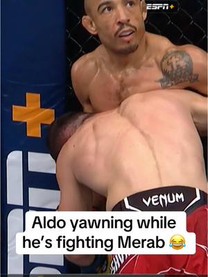 A post by @espnmma on TikTok caption: 😂😂😂 #JoseAldo #ufc #mma #ufc315 #merabdvalishvili 