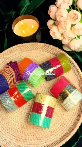 A post by @desi.sparkles on TikTok caption: 18 Dozen Metal Bangles Bundle – Only $49! Includes gold glitter dot design and comes in all sizes!