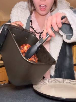 A post by @callietake2 on TikTok caption: I overcook chicken every time🤣🤣 #chicken #dinner #dishupdinnerwithme #food 