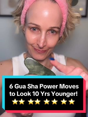 A post by @stacidhall on TikTok caption: 6 Gua Sha Power Moves to take a decade off your face!😍 We’re tackling the double chin, the smile lines, the 11’s and the forehead lines. 👏👏 #oils #essentialoils #guasha #doublechin #smilelines #midlife #skincare #matureskin #over40club #over40 #naturalskincare #over50club #plantbasedskincare #healthyaging #SelfCare #nobotox #antiagingtips #wrinkles #antiagingskincare #beautifulskin #clearskin #agingbackwards #guashatutorial 