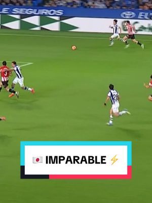 A post by @realsociedad on TikTok caption: 🎌 Allá va con el balón en los pies.... #LaLigaHighlights #RealSociedadAthletic #viral #