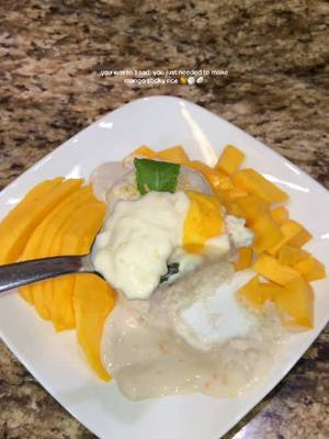 A post by @jaaliyahs on TikTok caption: This was SO GOOD, please believe the hype😍 #mangostickyrice #mangos #mangoes #stickyrice #sweettooth #desserts #trending #viral #sweetrice 