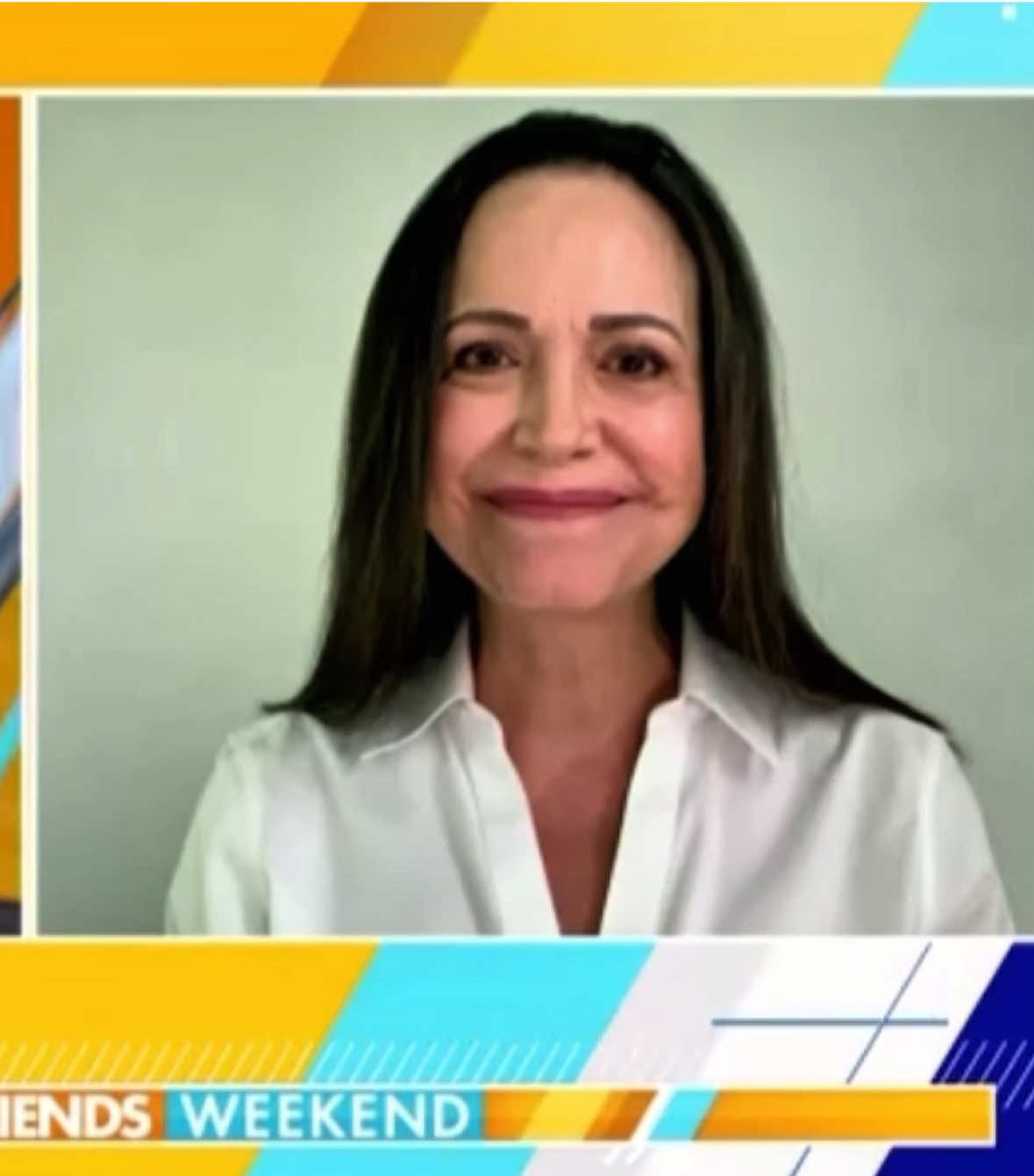 A post by @mariacorinaya_ on TikTok caption: Muchas gracias, @RCamposDuffy por esta entrevista de hoy en @foxandfriends.  La liberación de Venezuela representa la garantía de un firme aliado para la seguridad hemisférica y una excepcional oportunidad de creación de riqueza para los venezolanos y todos los que inviertan en nuestro país.  Además de Venezuela, liberaremos a Cuba y a Nicaragua, y entonces, las Américas estarán libres de comunismo y dictaduras por primera vez en la historia!! VENEZUELA SERÁ LIBRE!