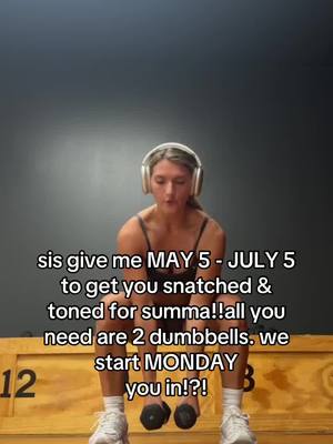 A post by @maiahenryfit on TikTok caption: srsly the best dumbbell workouts! 🖇️ in b!0 to join #workoutchallengeforwomen #workoutsforwomenbywomen #dumbbellworkouts #summerworkouts #summerbodyloading 