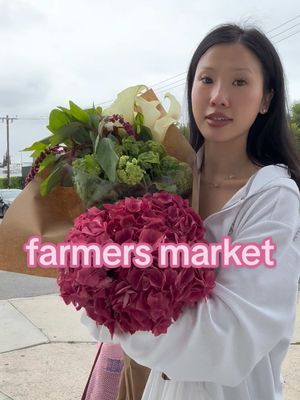 A post by @ally_wong on TikTok caption: Happy Sunday!! 🌝❤️❤️❤️ @Peter Millar @Poppy Lissiman #farmersmarket #sundays #fyp #minivlog #vlog #dayinthelife #farmersmarkethaul #losangeles #groceryshopping #groceryhaul #sundayreset #vegetables 