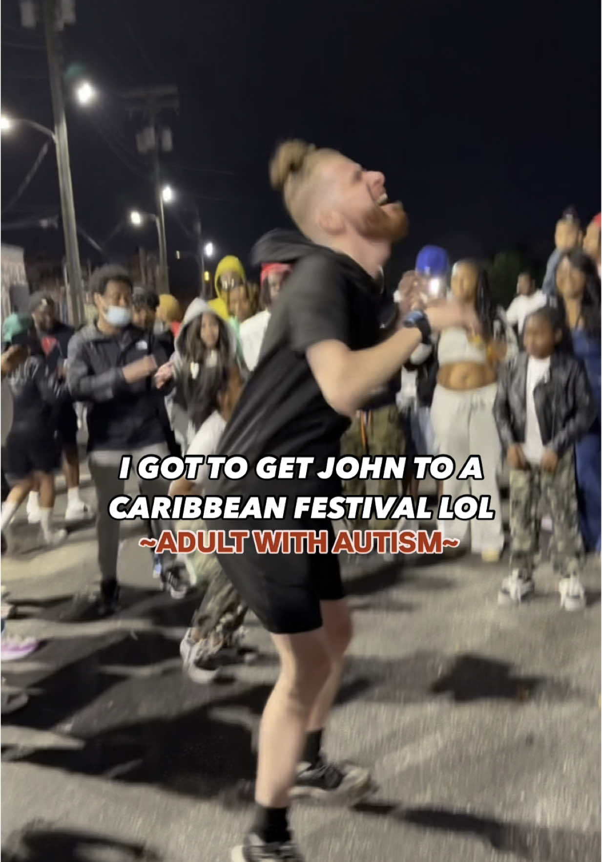 A post by @waxesbydes on TikTok caption: John always gonna find his way to the middle of the dance circle lol🖤🕺🪩 #family #familytime #autismfamily #adultswithautism #autismacceptance #asd #autismawareness #autistictiktok #autism #autistic #adultwithautism #autismoftiktok #familyfun #cookout #autisticadult 