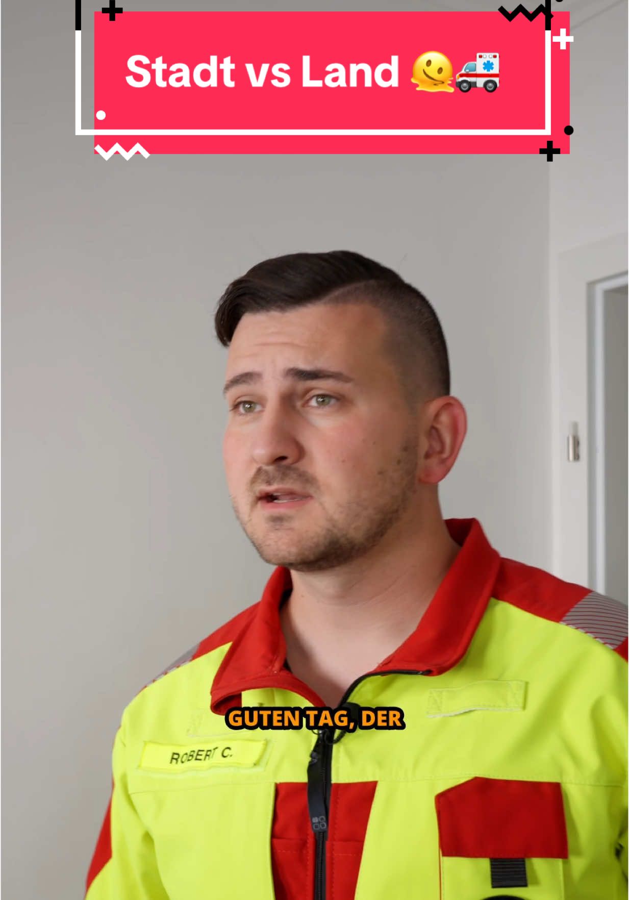 A post by @robmedc on TikTok caption: Und nein, ein Besen ans Bein zu binden ist keine ausreichende Schienung 🙃🚑 #rettungsdienst #humor #112 