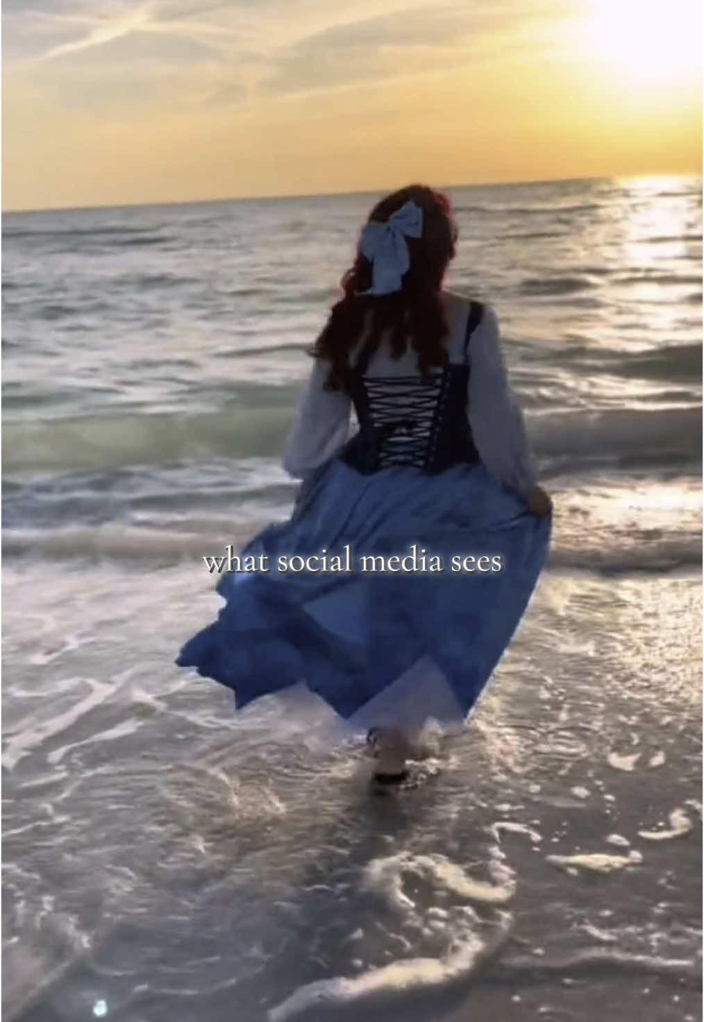 A post by @thedisneybelle on TikTok caption: Behind every elegant video is a girl who has shells in her shoes #ariel #cosplay #behindthescenes 