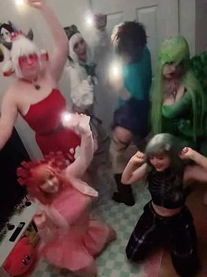 A post by @enyaarwyen on TikTok caption: Minecraft RAVE  Wither Skeleton : @Ryn 🧸  Creeper : @Squinx  Axolotl : @Enyaarwyen Happy ghast : @teddie  Mooshroom : @annie  Herobrine : @Roon ♡  #cosplay #cosplayer #fyp #foryoupage #minecraft #funny #minecraftmovie 
