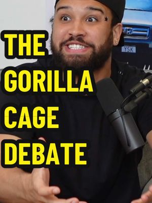 A post by @thepsh8 on TikTok caption: The Gorilla Cage Debate!🦍😂