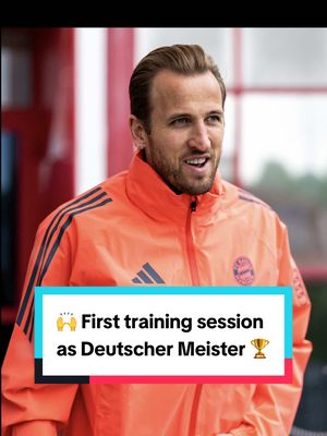 A post by @fcbayern on TikTok caption: POV: Greeting the 𝑪𝒉𝒂𝒎𝒑𝒊𝒐𝒏𝒔 in training 🏆 #FCBayern #MiaSanMeister 