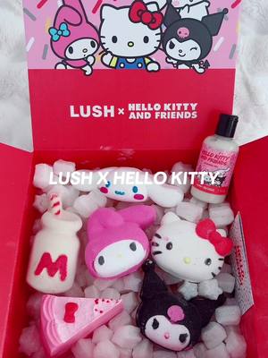 A post by @nintendo.grl on TikTok caption: the cutest collab!!!!💕💕 thank you @LUSH for blessing my nostrils with the cutest and best smelling collab ever 🍓 // {GIFTED} #hellokitty#sanrio#lush#kawaii#mymelody#cinnamoroll#kuromi 