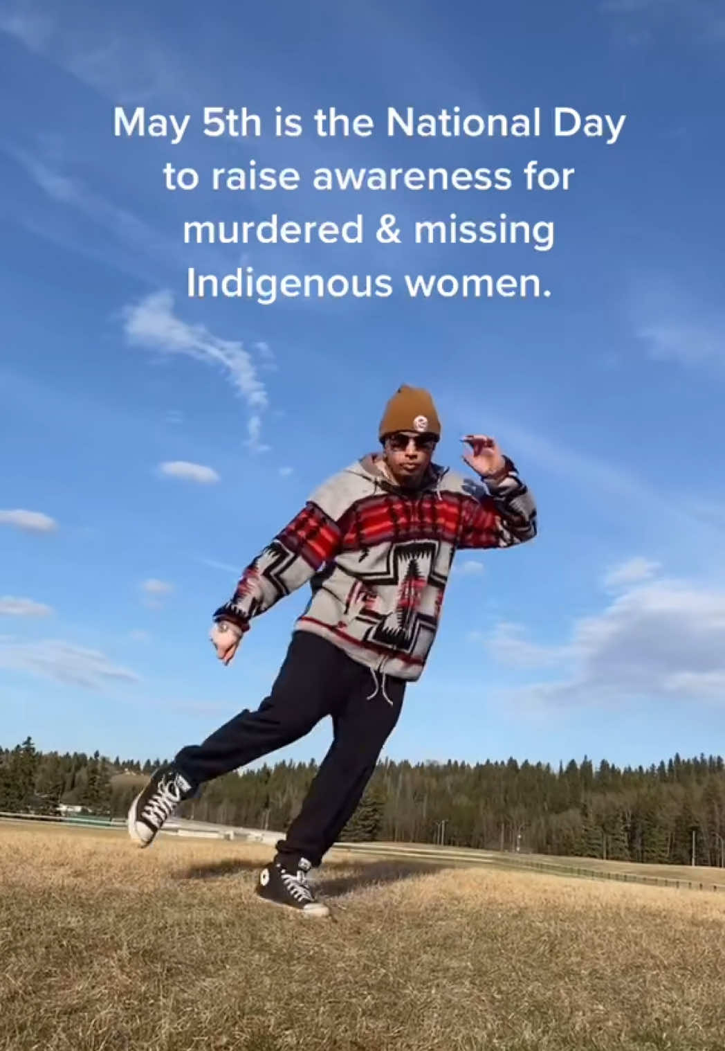A post by @notoriouscree on TikTok caption: Today we dance for those who were lost, and those who are effected today! #fyp #awareness #native 