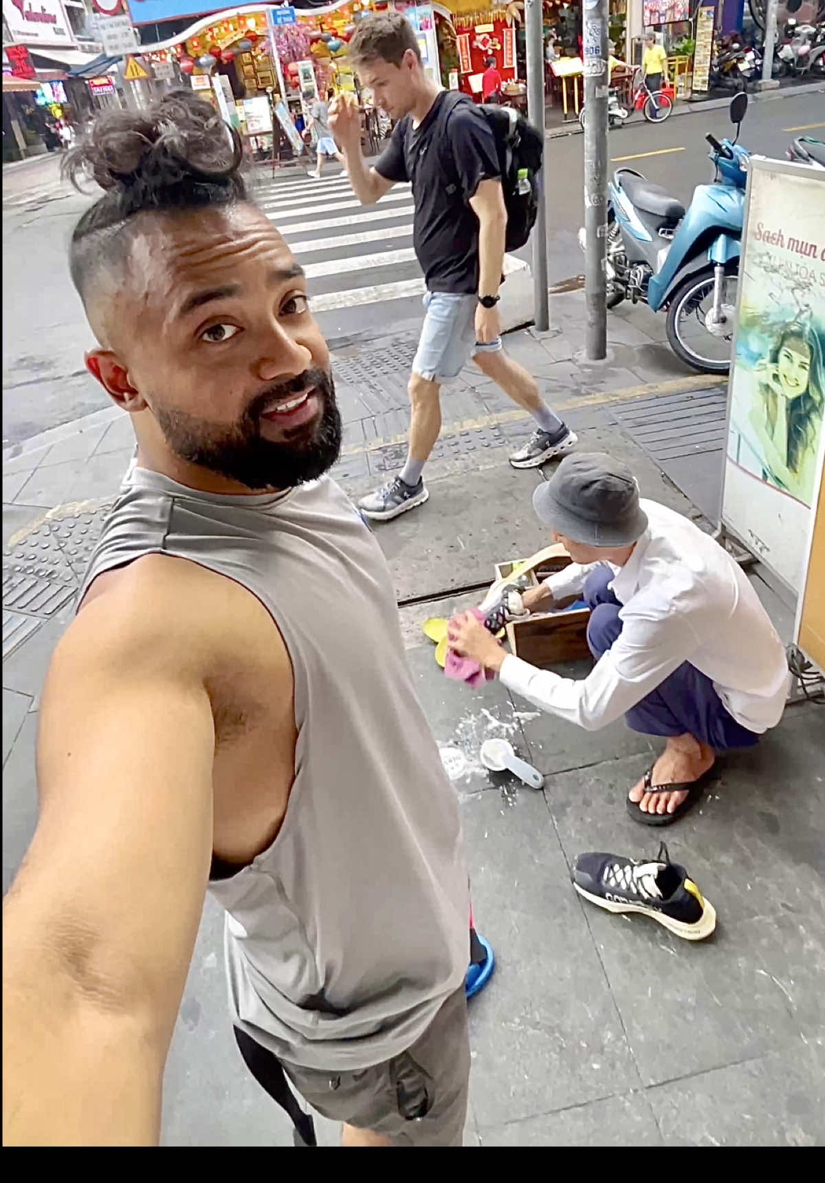 A post by @princezee on TikTok caption: i got scammed by a shoe cleaner in Vietnam