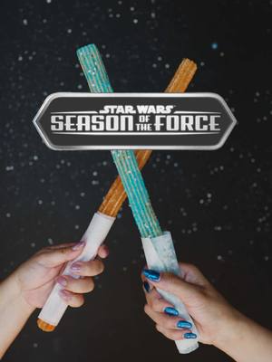 A post by @starwars on TikTok caption: Battle your hunger with these galactic eats and more at Season of the Force (now through May 11) at Disneyland Park.  Blue Milk sold separately from Yoda Tumbler.