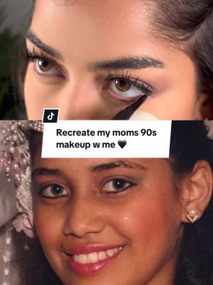 A post by @jazmin_c3 on TikTok caption: Let’s recreate my moms 90s makeup…more specifically, her quinceñera 🤣 #90smakeup #momsmakeup #janisian #cooltonedmakeup 