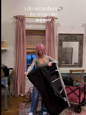 A post by @byallynicole on TikTok caption: early morning setup is my workout 
